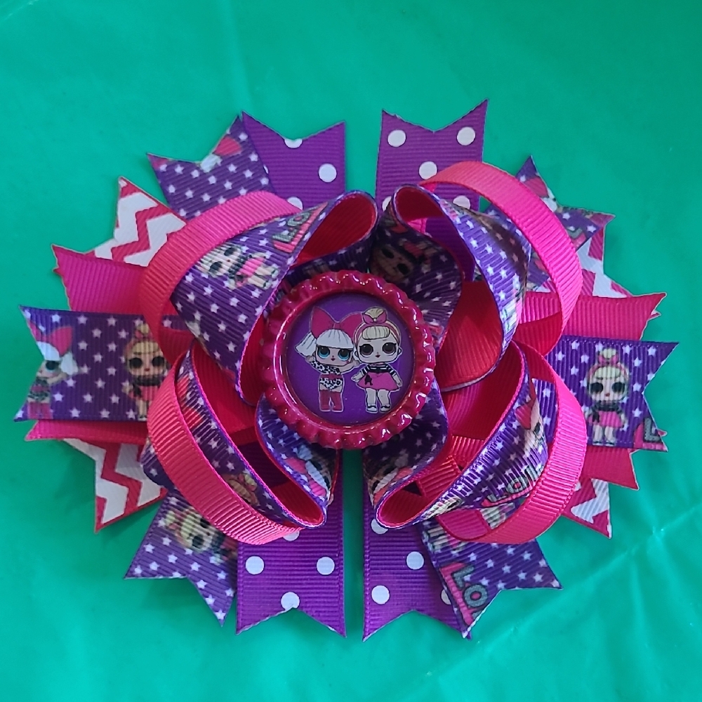 Girls LOL Dolls Pink & Purple Character Hair Bow